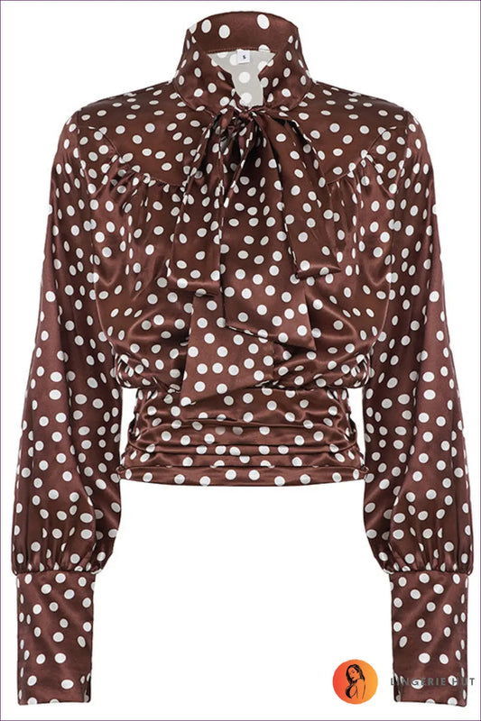 Sheer Polka Dot Blouse with Cut-outs - Effortless Day-to-night - s / Brown - Top - Lingerie Hut - All Season • Casual