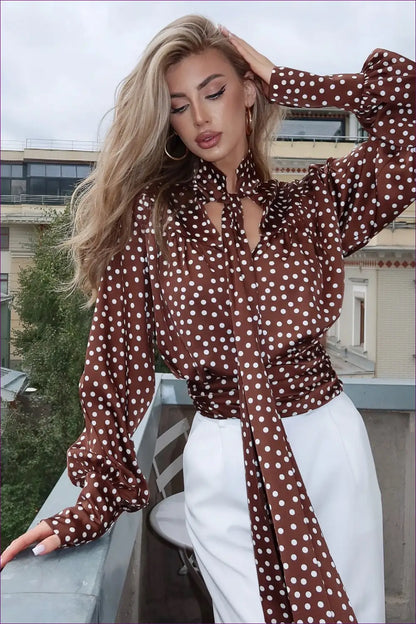 Sheer Polka Dot Blouse with Cut-outs - Effortless Day-to-night - Top - Lingerie Hut - All Season • Casual • Cutout