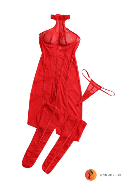 Sheer Tulle Halter Jumpsuit with Vertical Stripes - Night out for Bodycon, Clubwear, Date Night, Halter,