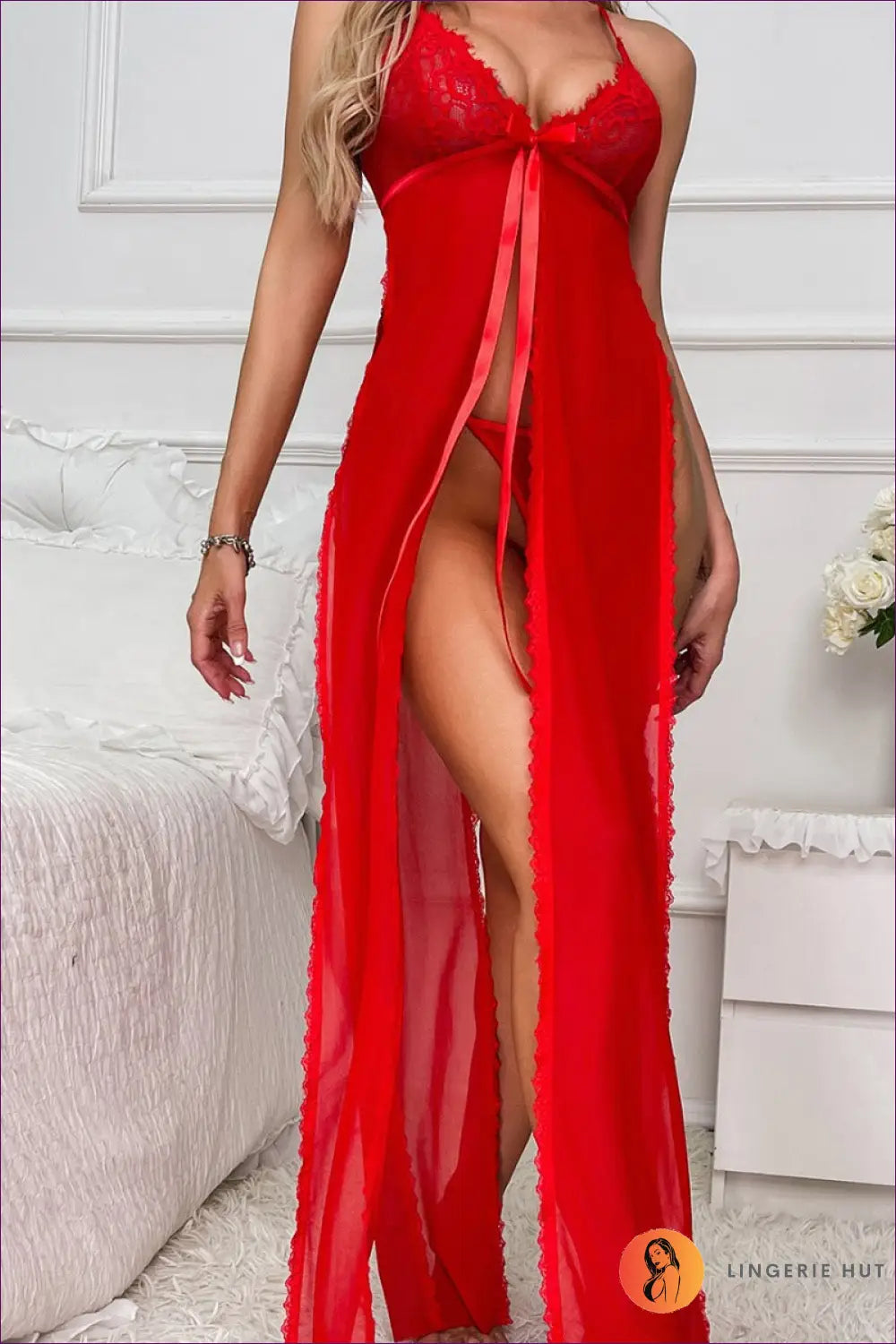 Sheer Tulle Nightdress - Effortless Evening Allure - s / Red - Sleepwear & Loungewear - Lingerie Hut - All Season