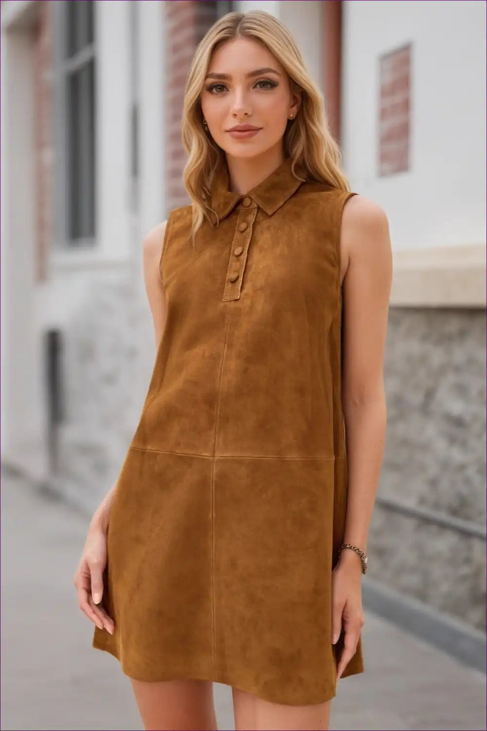 Shift Dress with Shirt Collar and Button Front - Effortless Urban Ease for A-line, Autumn, Casual, Dress,