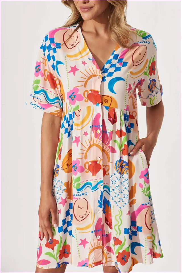 Shirt Dress with Abstract Print - Artistic Expression