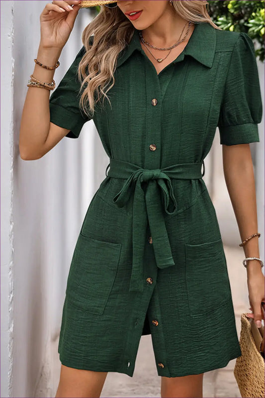 Shirt Dress with Belted Waist - Effortless Summer Polish - Lingerie Hut - A-line • Casual • Everyday • Formal Wear