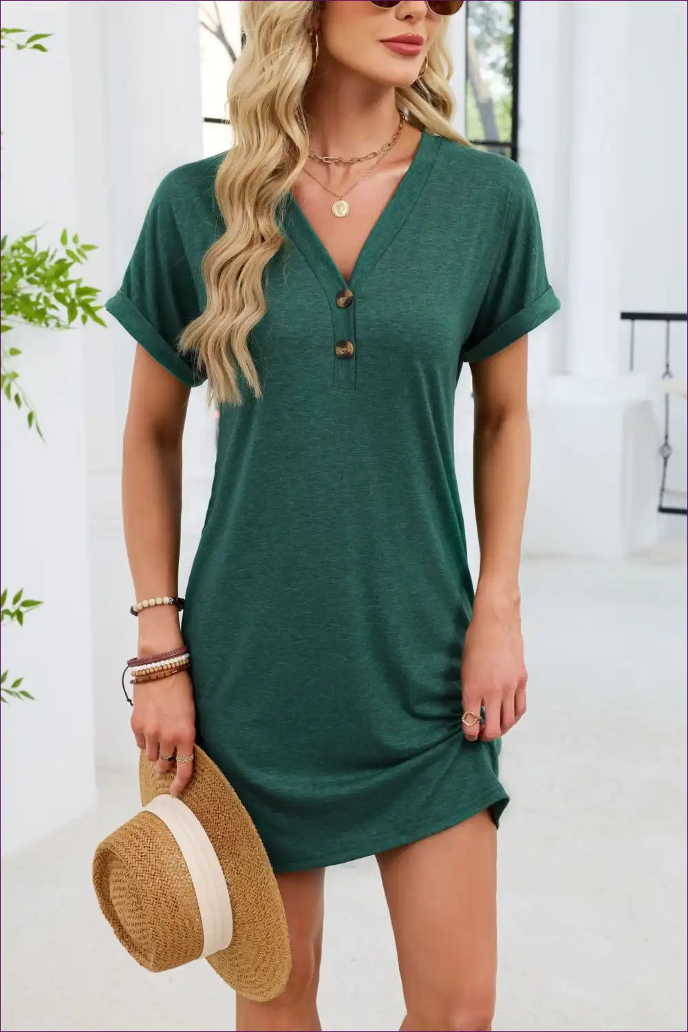 Shirt Dress with Button Detail - Weekend Wanderer for a Line, Boho, Casual, Dress, Dresses