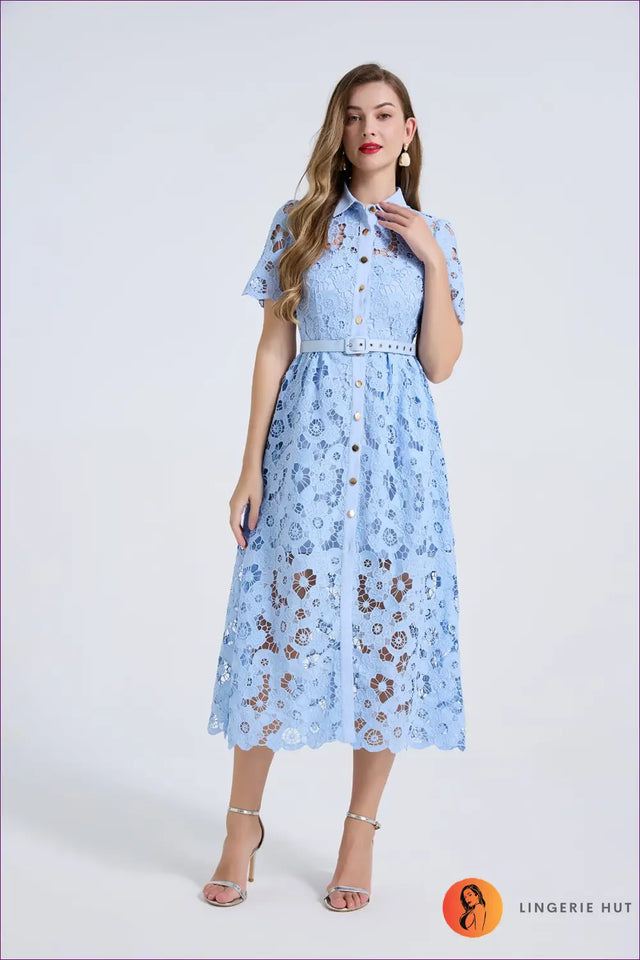Shirt Dress with Button Front Detail - Sunlit Ease