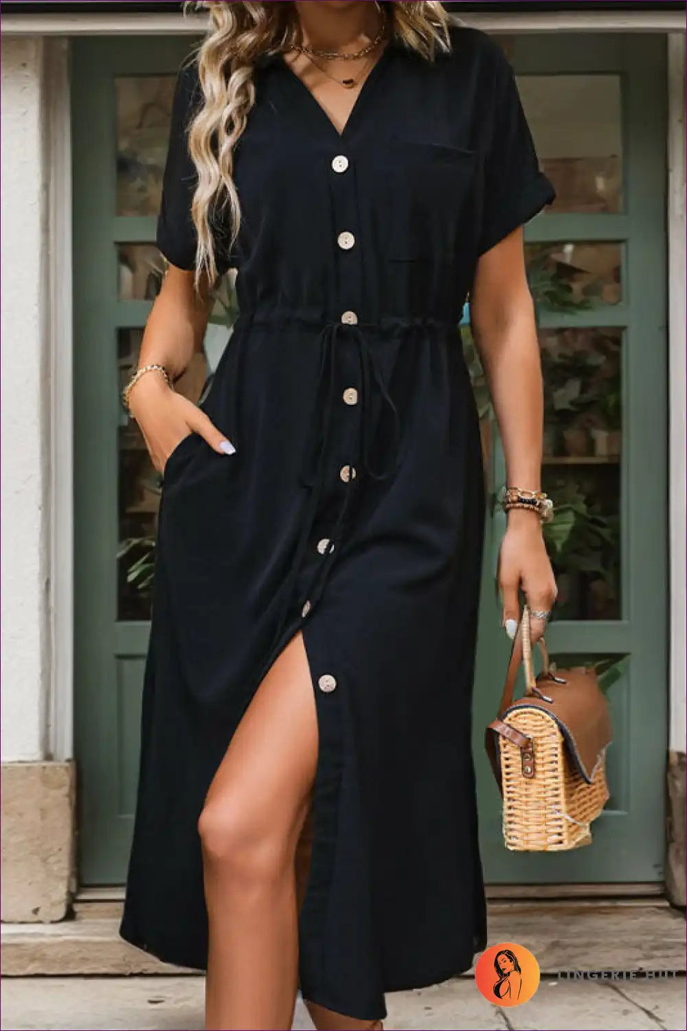Shirt Dress with Button Front - Effortless Authority for A-line, All Season, Casual, Cotton,