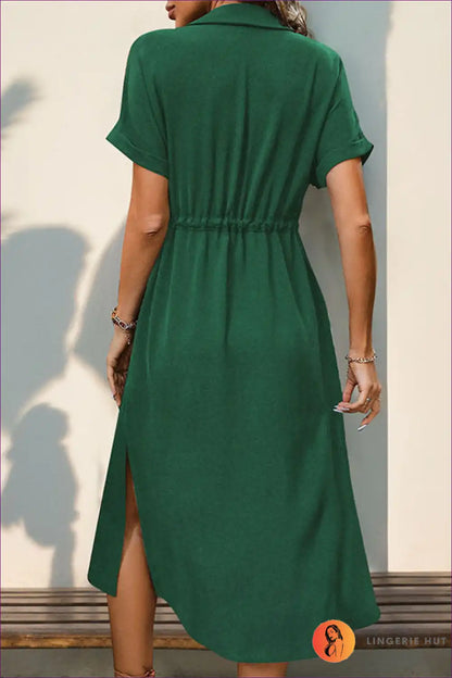 Shirt Dress with Button Front - Effortless Authority for A-line, All Season, Casual, Cotton,