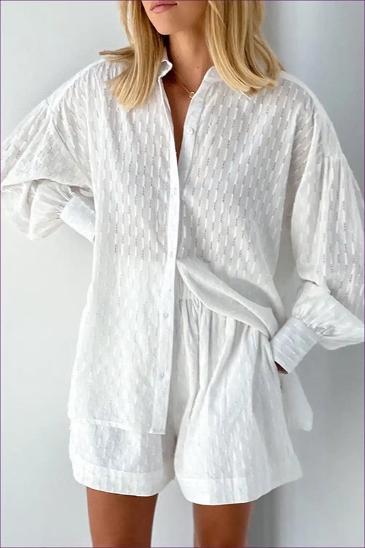 Shirt Dress with Button Front - Effortless Morning Ritual for All Season, Casual, Cotton, Dress, Everyday