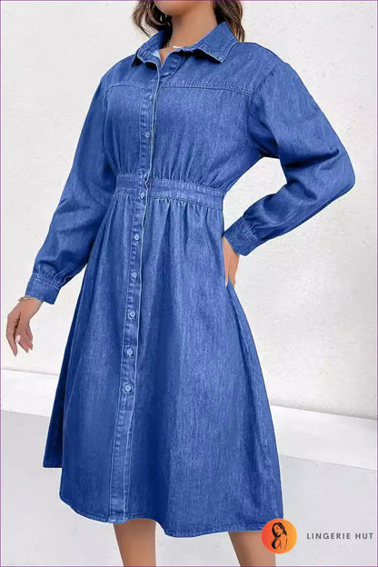 Shirt Dress with Button Front - Weekend Wanderer for A-line, All Season, Autumn, Casual, Cotton