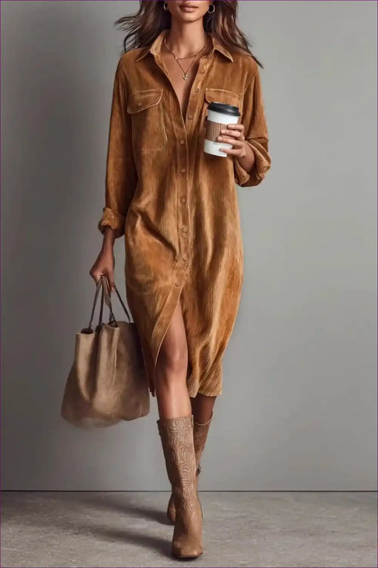 Shirt Dress with Button Front - Weekend Wanderer for A-line, All Season, Autumn, Casual,