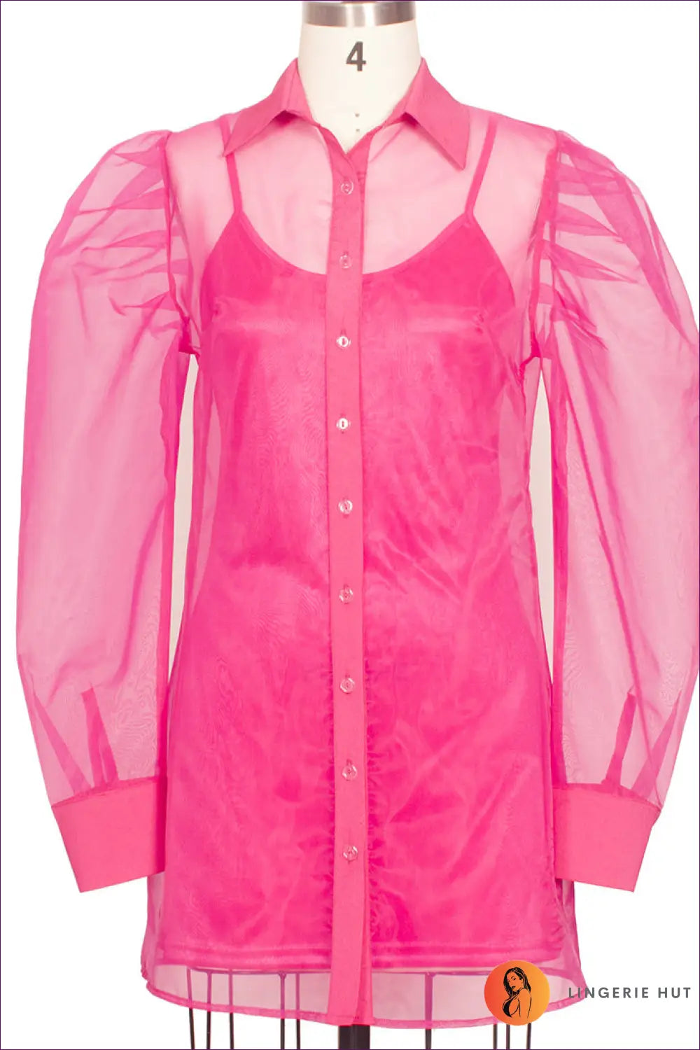 Puff Sleeve Shirt Dress - Understated Drama - Casual • Chiffon • Clothing • Evening Wear - Lingerie Hut