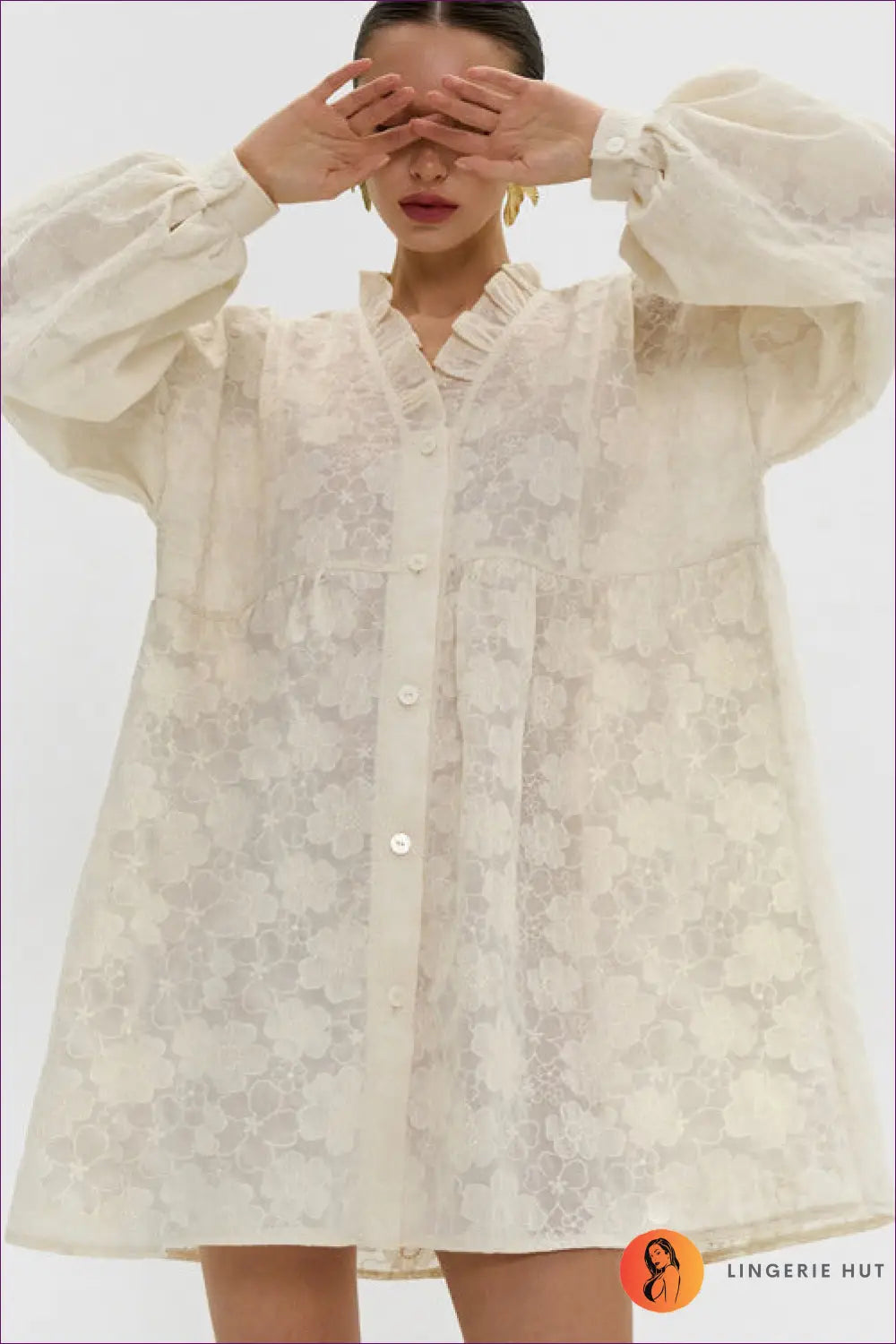 Shirt Dress with Ruffle Trim - Sunlit Ease - Casual • Cotton • Dresses • Everyday - Lingerie Hut