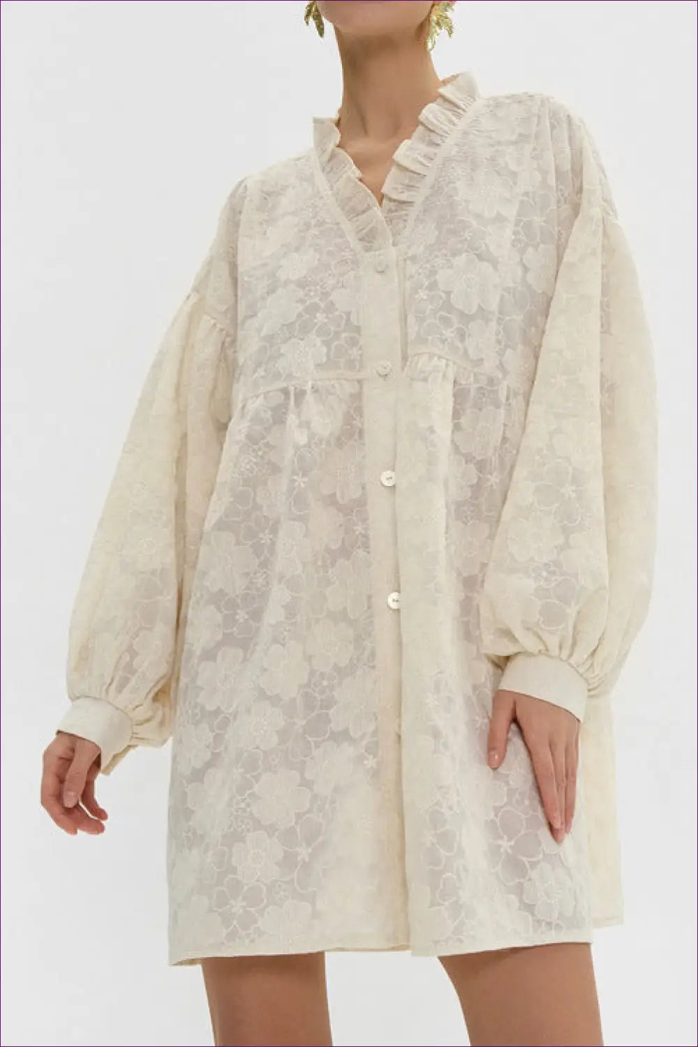 Shirt Dress with Ruffle Trim - Sunlit Ease - Casual • Cotton • Dresses • Everyday - Lingerie Hut