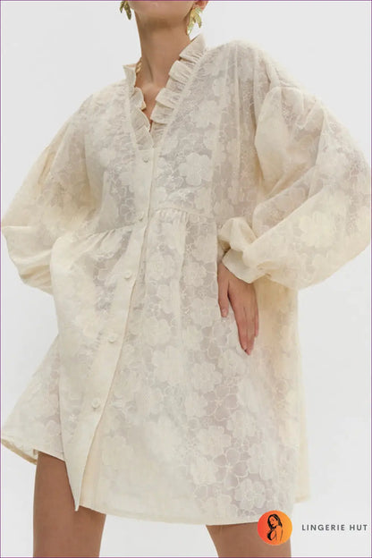 Shirt Dress with Ruffle Trim - Sunlit Ease - Casual • Cotton • Dresses • Everyday - Lingerie Hut