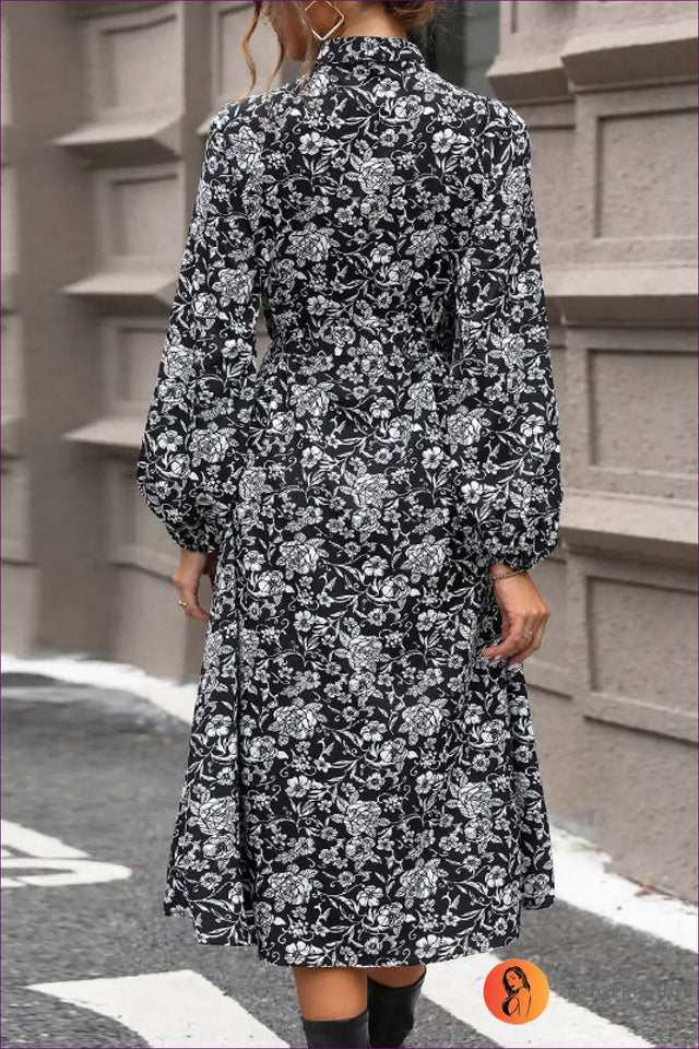 Shirt Dress with Stand Collar and Lace Patchwork - Effortless City Style