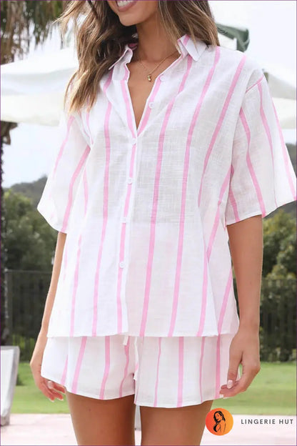 Shirt Set with Matching Shorts - Holiday Morning Ritual - s / White - co Ord - Lingerie Hut - Casual • Cotton