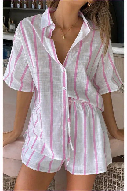 Shirt Set with Matching Shorts - Holiday Morning Ritual - co Ord - Lingerie Hut - Casual • Cotton • Everyday