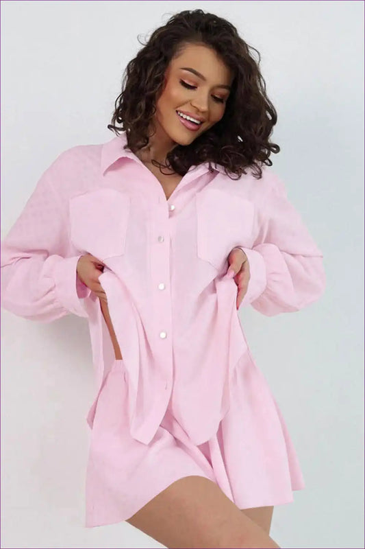 Shirt Set with Oversized Fit - Borrowed Style for All Season, Casual, co Ord, Everyday,