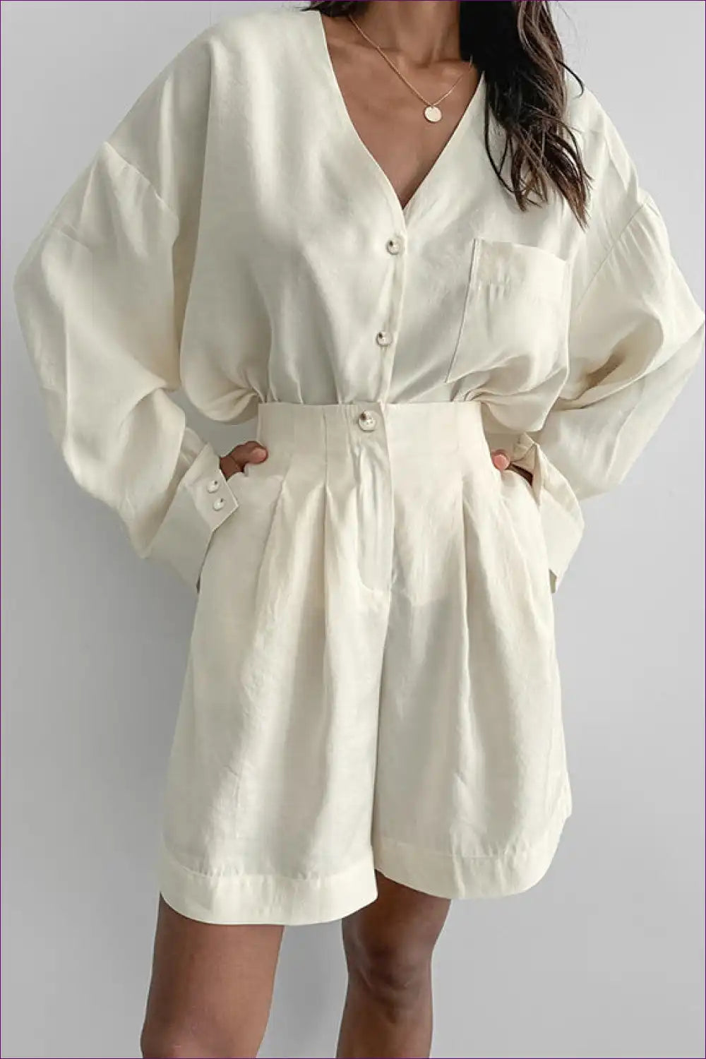 Shirt Set with Tailored Shorts - Weekend Sophistication for All Season, Casual, co Ord, Cotton, Everyday