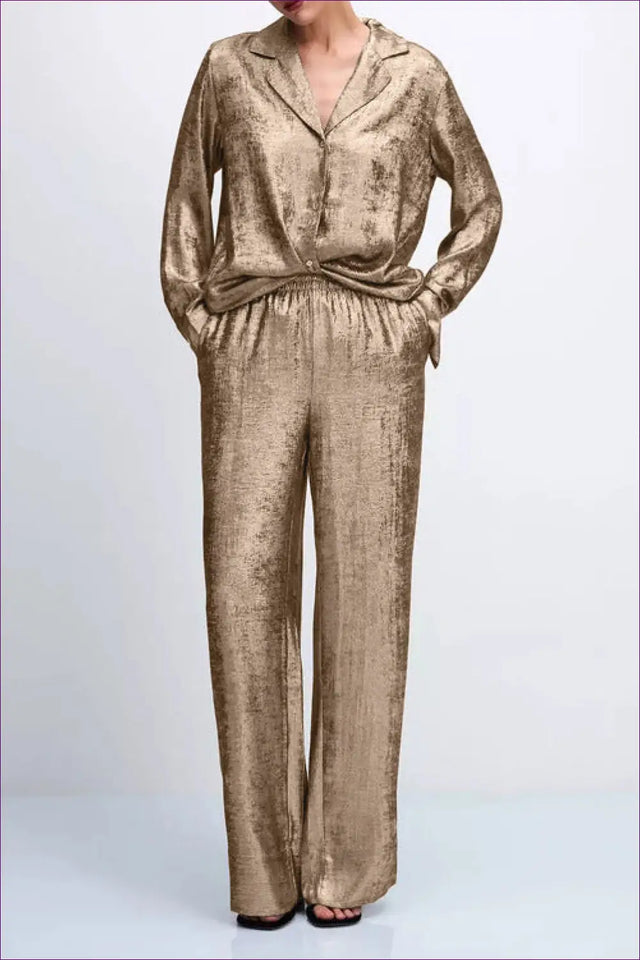 Shirt & Wide-Leg Trouser Co Ord - Effortless Elegance