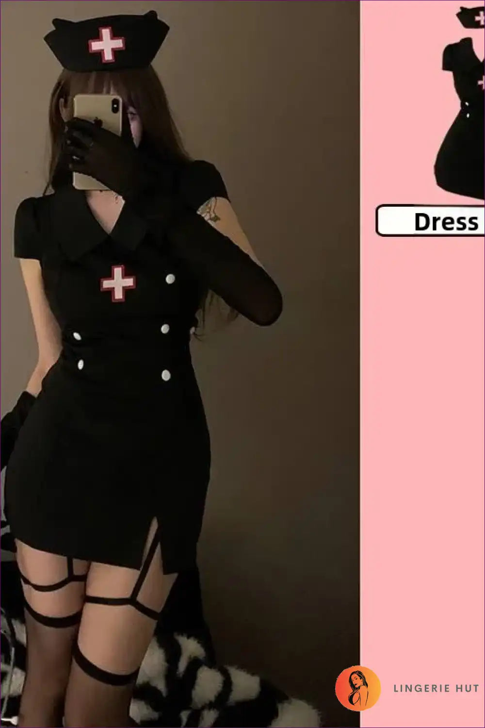 Short Sleeve Nurse Uniform Costume with Polo Collar - Classic Cosplay for All Season, Boudoir, Clubwear,