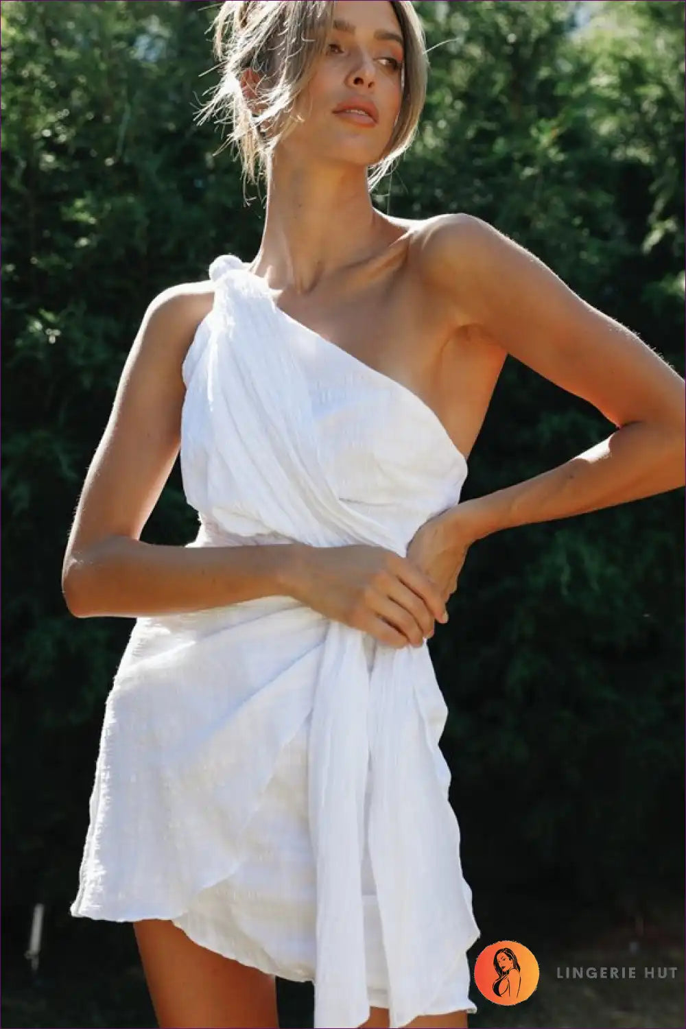 One Shoulder Asymmetric Mini Dress - Effortless Summer Escape for Casual, Everyday, just In, Mini, Party