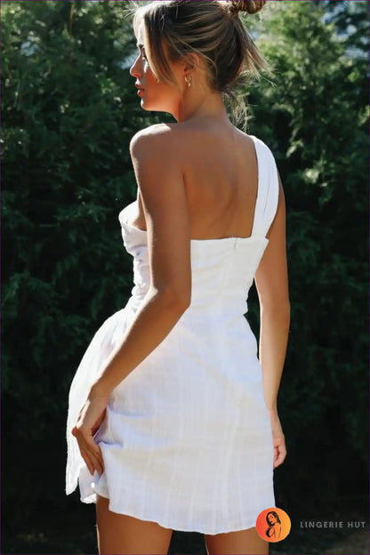 One Shoulder Asymmetric Mini Dress - Effortless Summer Escape for Casual, Everyday, just In, Mini, Party