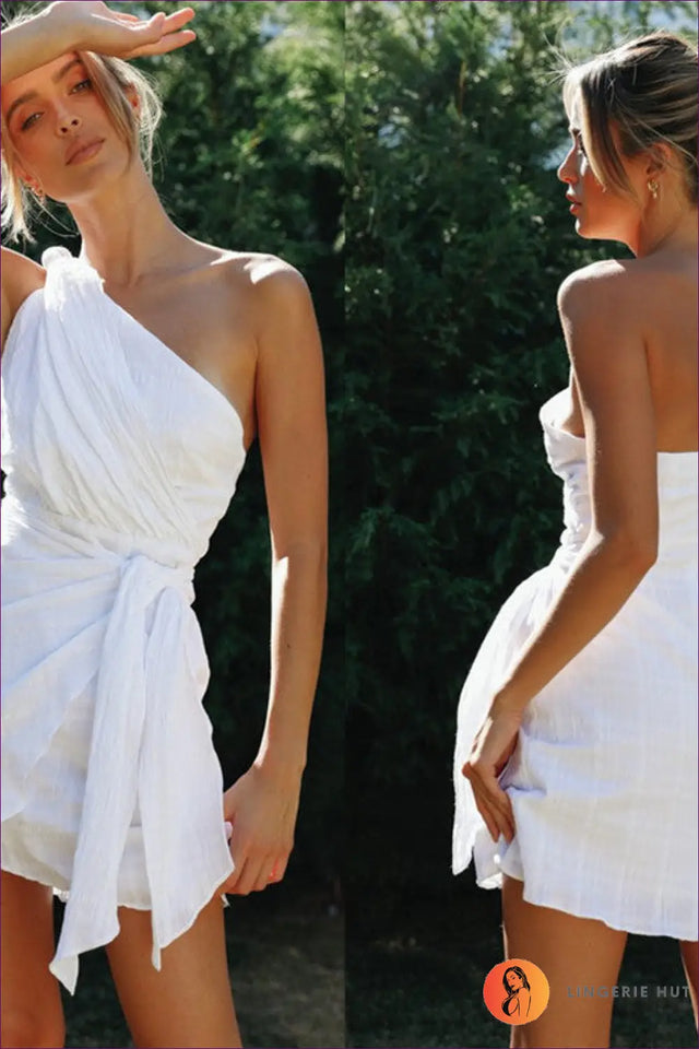 One Shoulder Asymmetric Mini Dress - Modern Summer Glamour