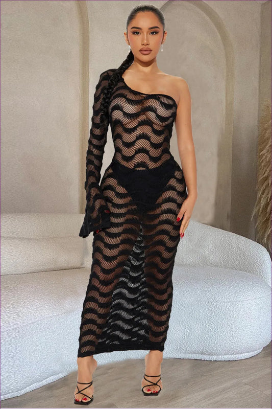 Step Into The Spotlight With Lingerie Hut’s One-shoulder Asymmetrical Maxi - Where Sophistication Of Lace