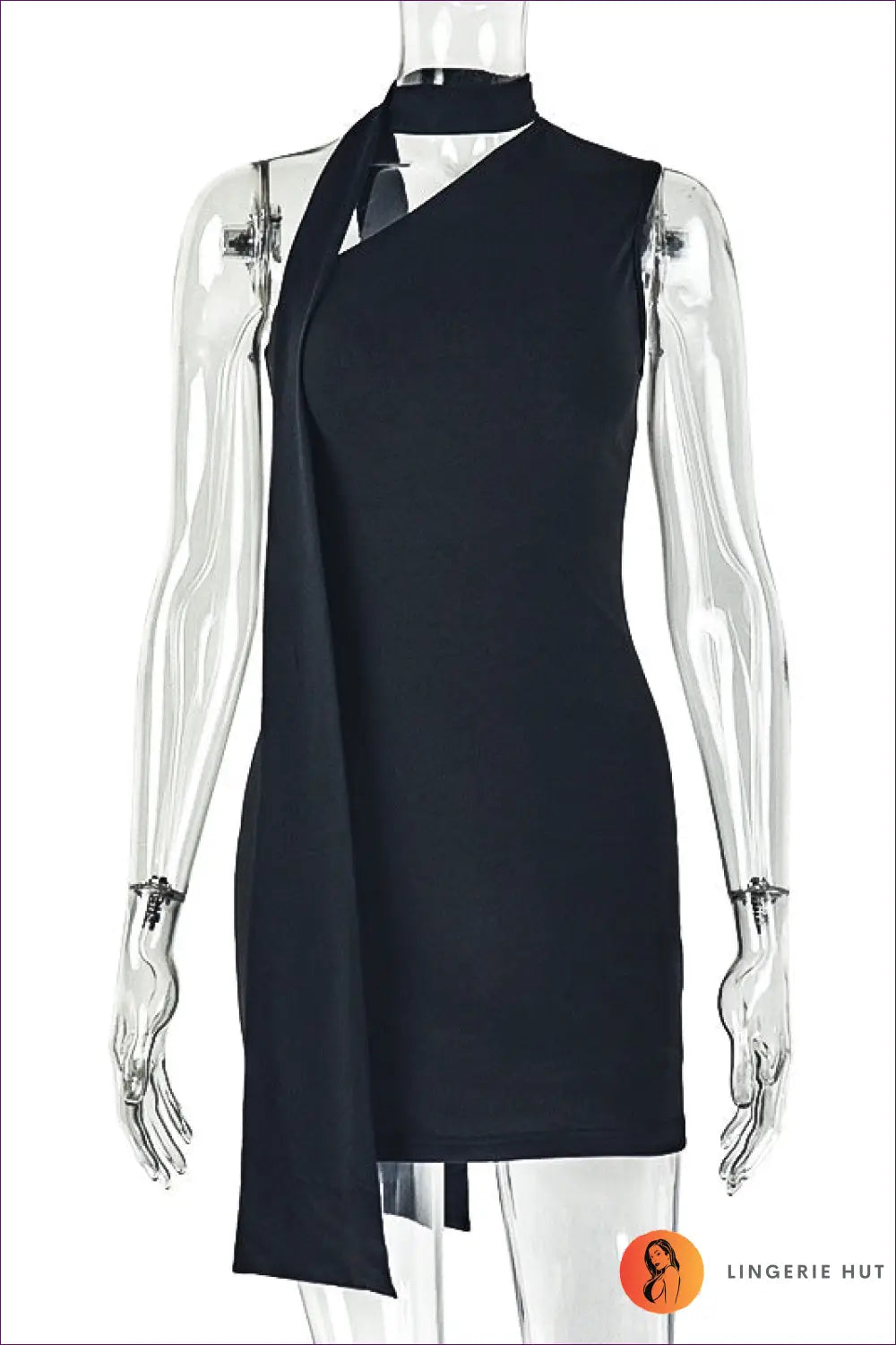 One-shoulder Bodycon Mini Dress - Summer Evenings Sorted - s / Black - Dresses - Lingerie Hut - Cutout • Date Night