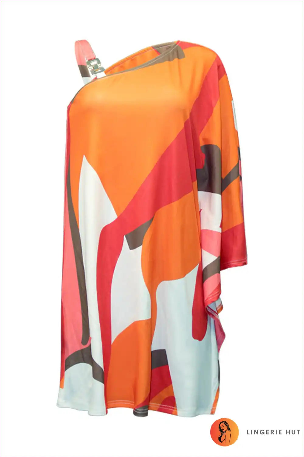 One-shoulder Dress with Abstract Print - Statement Evening for Bodycon, Cutout, Date Night, Dress, Evening