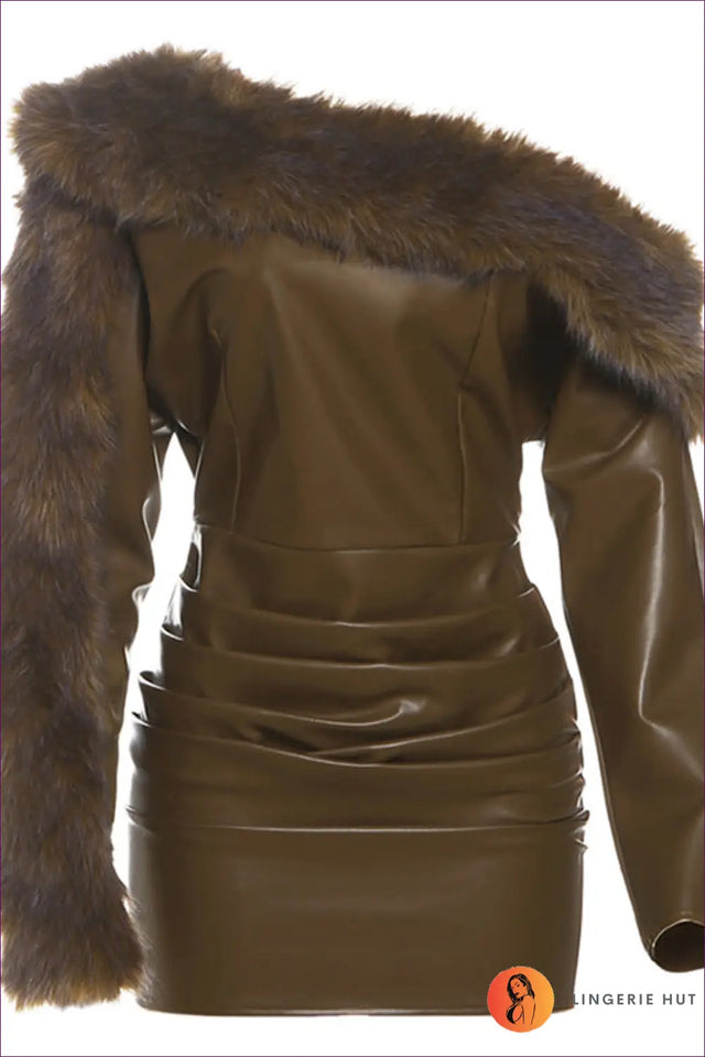 One-Shoulder Faux Fur Bodycon Dress - The One They'll Ask About