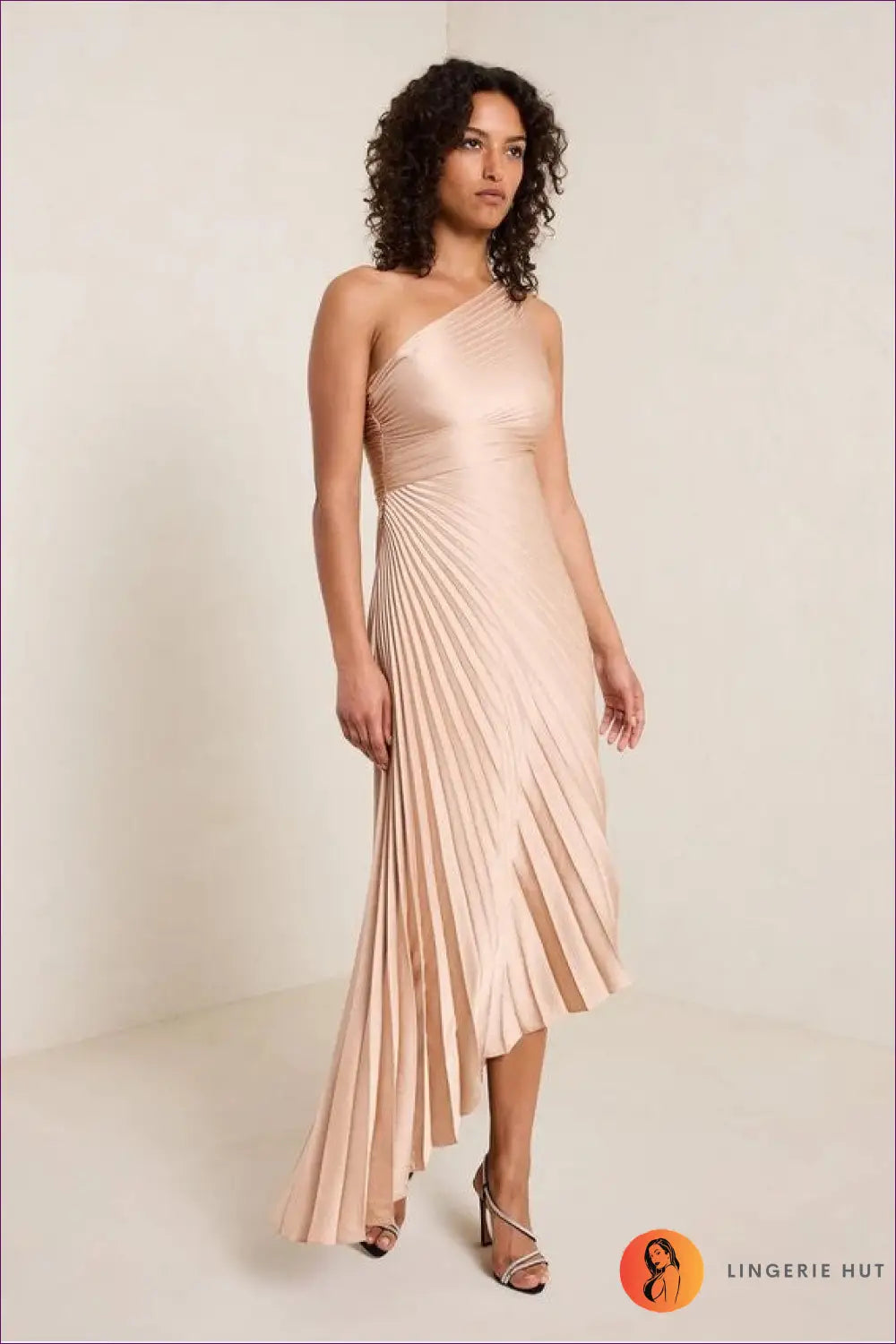 One-shoulder High-low Dress - Effortless Evening Glamour - s / Apricot - Dresses - Lingerie Hut - A-line • All Season