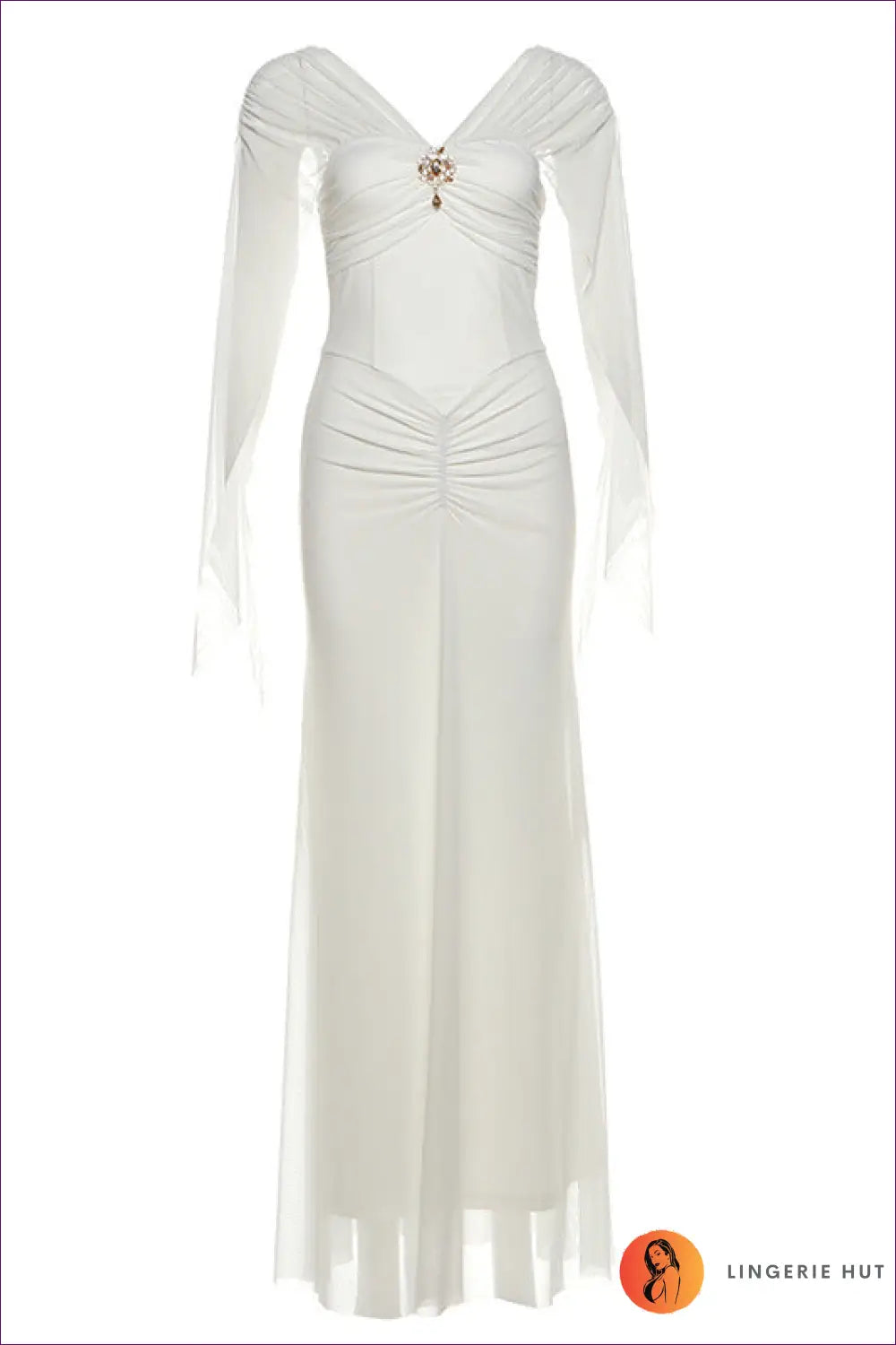 Off Shoulder Maxi Dress with Ruched Waist - Understated Glamour - s / White - Dresses - Lingerie Hut - Backless