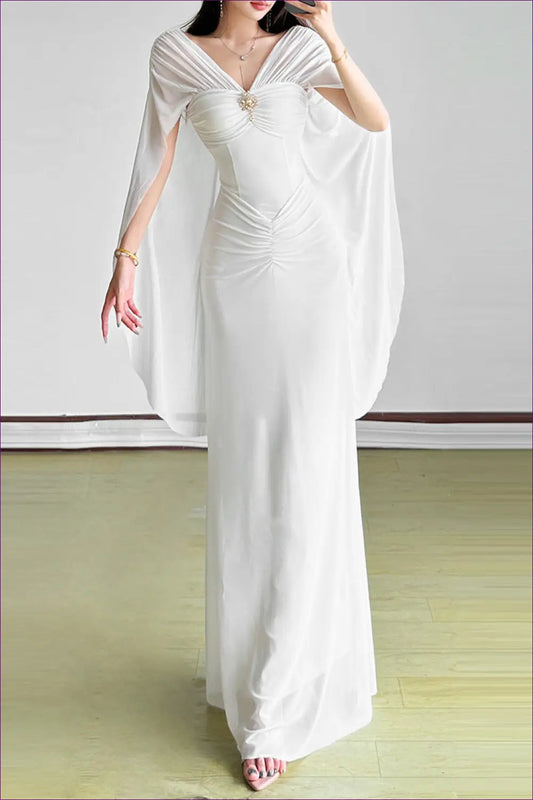 Off Shoulder Maxi Dress with Ruched Waist - Understated Glamour - Dresses - Lingerie Hut - Backless • Bodycon • Evening