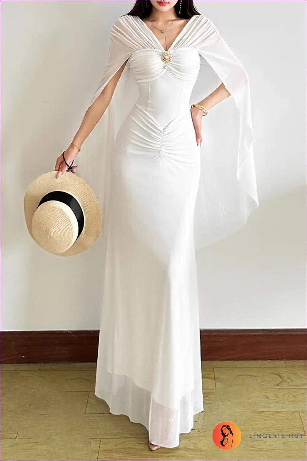 Off Shoulder Mesh Maxi Dress with Ruched Waist for Parties Bodycon, Clubwear, just In, Lace,