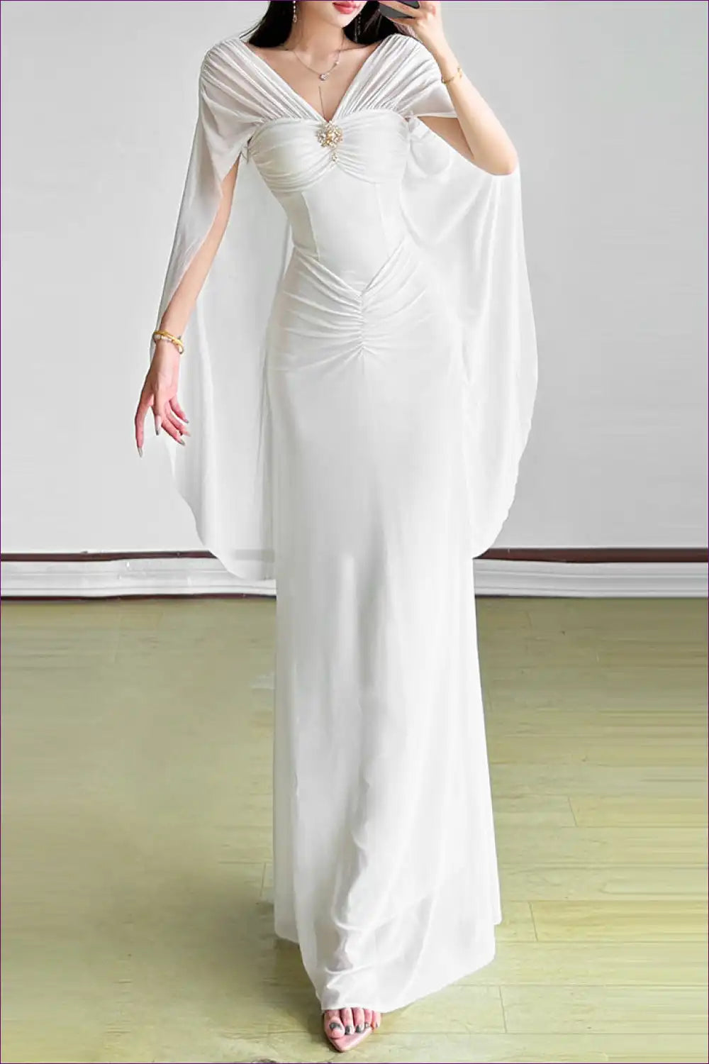 Off Shoulder Mesh Maxi Dress with Ruched Waist for Parties Bodycon, Clubwear, just In, Lace,