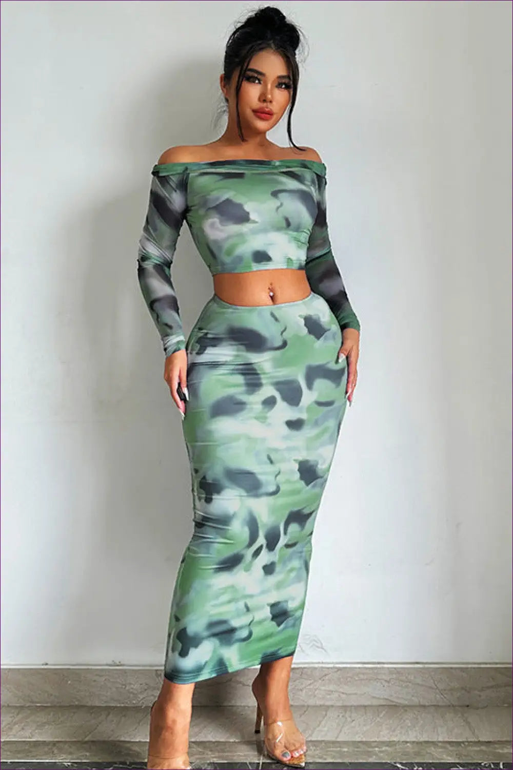 Off-shoulder co Ord Set - the one They’ll Ask About - Clothing - Lingerie Hut - All Season • Bodycon • Casual • Crop