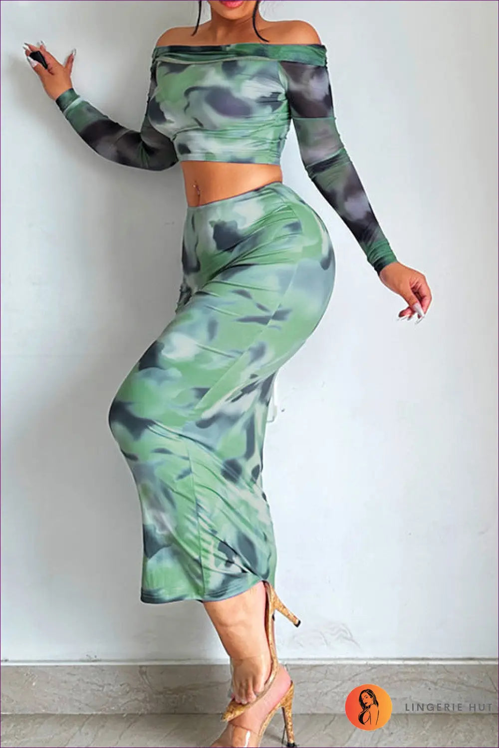 Off-shoulder co Ord Set - the one They’ll Ask About - Clothing - Lingerie Hut - All Season • Bodycon • Casual • Crop