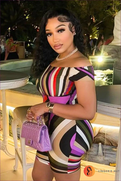 Off Shoulder Playsuit - Summer Evenings Sorted - Clothing - Lingerie Hut - Clubwear • Cutout • Glamour • Mini • Night