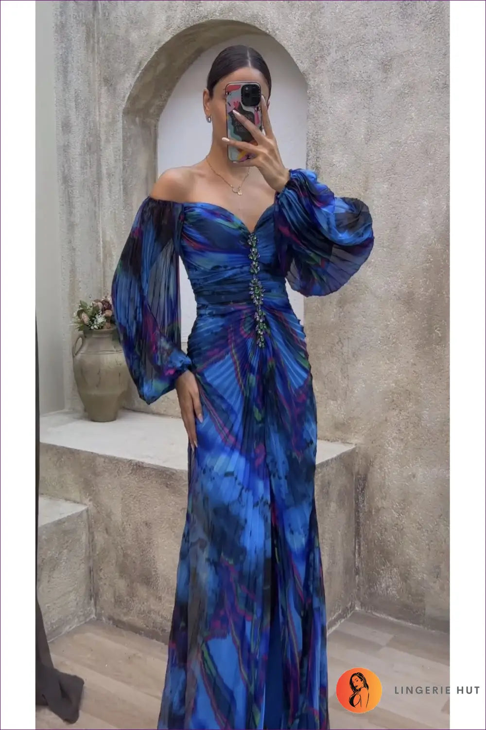 Off-shoulder Pleated Maxi Dress - Summer Evenings Sorted - s / Blue - Dresses - Lingerie Hut - Casual • Evening Wear