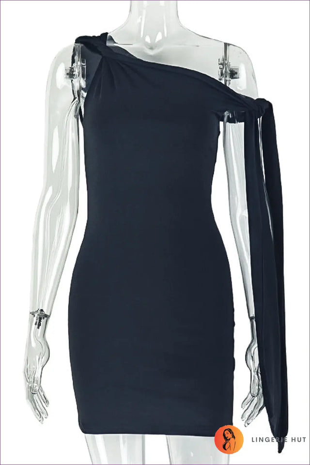 One Shoulder Pleated Mini Dress - Modern Party Glamour