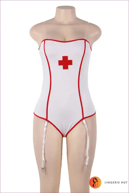 Off-shoulder Plus Size Nurse Bodysuit for Theme Parties Bodysuit, Casual, Clubwear, Costume,