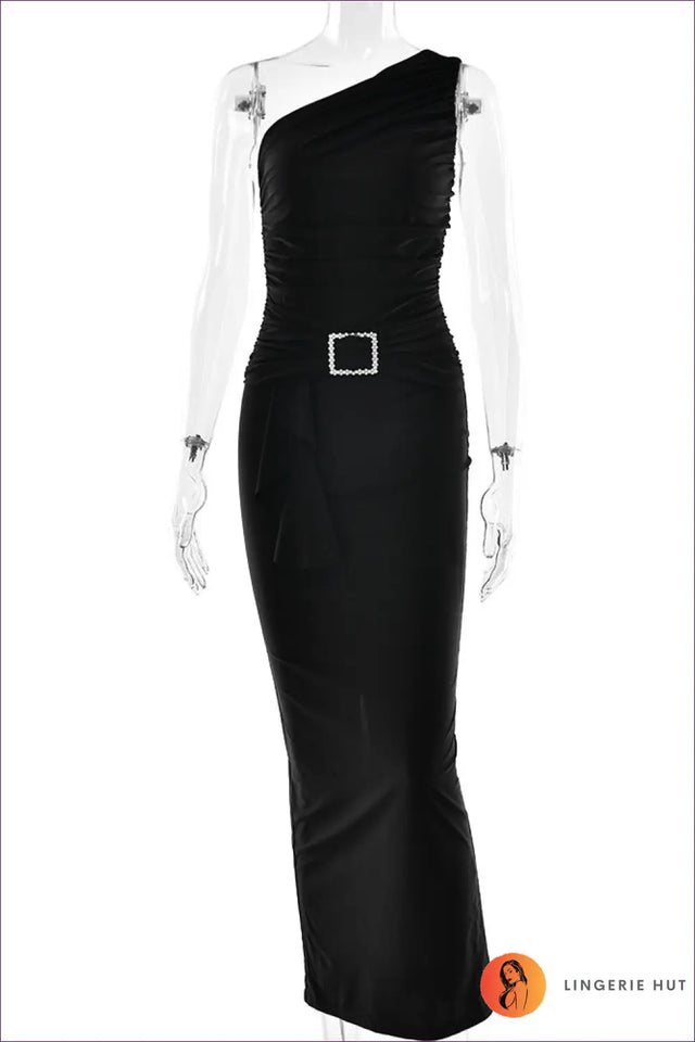 One-Shoulder Ruched Maxi Dress - Understated Glamour