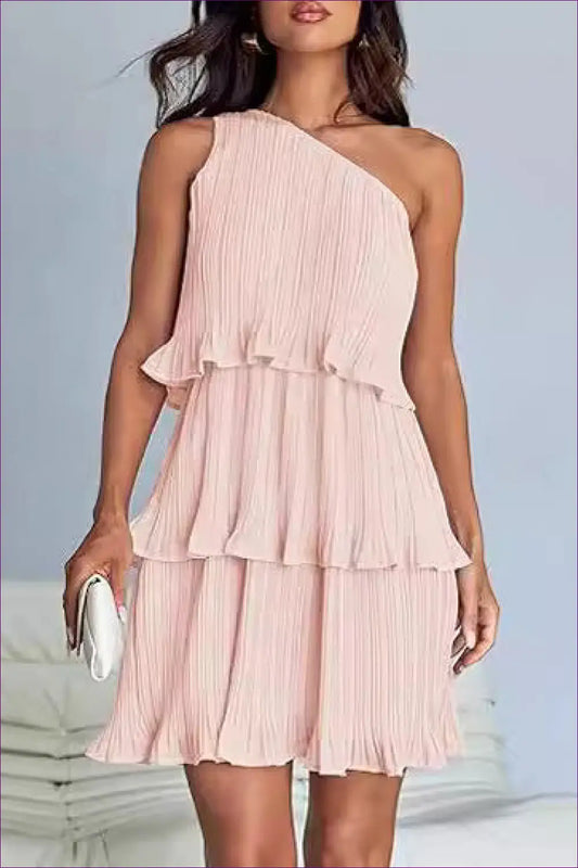 One-shoulder Ruffle Mini Dress - Effortless Summer Glamour - Dresses - Lingerie Hut - Casual • Cutout • Evening Wear