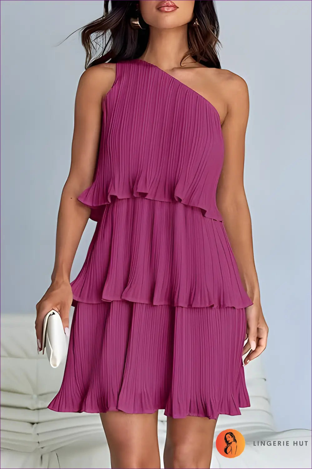 One-shoulder Ruffle Mini Dress - Effortless Summer Glamour - s / Purple - Dresses - Casual • Evening Wear • Lingerie Hut