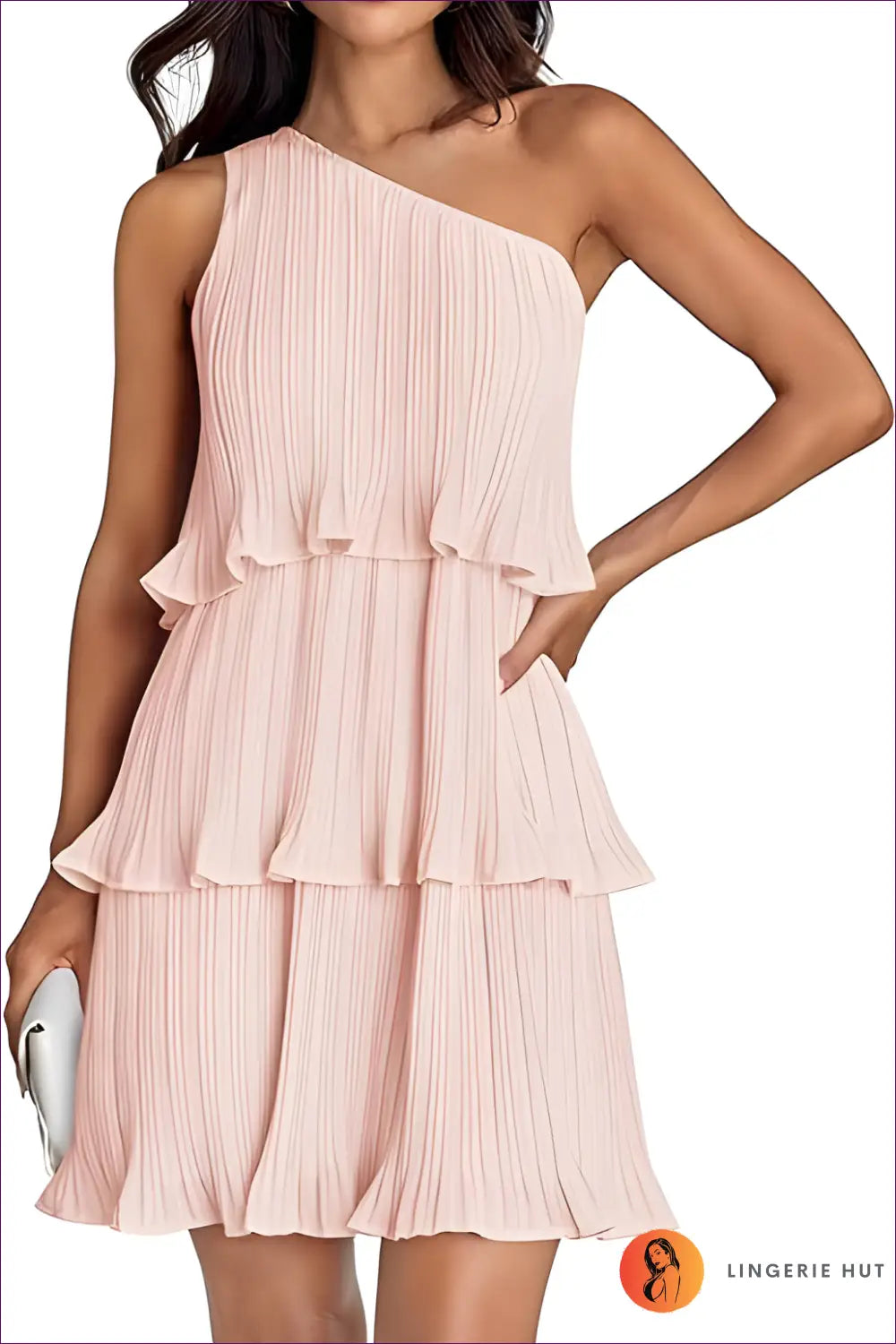 One-shoulder Ruffle Mini Dress - Effortless Summer Glamour - s / Pink - Dresses - Casual • Evening Wear • Lingerie Hut