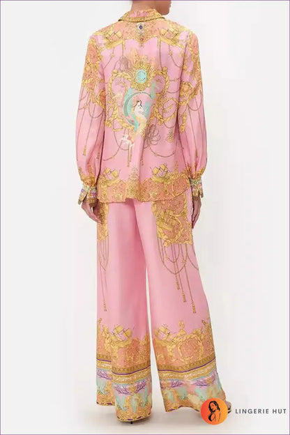 Silk Pyjama Set with Floral Print - Luxe Nights in - Loungewear - Lingerie Hut - All Season • Boho • Casual • Glamour