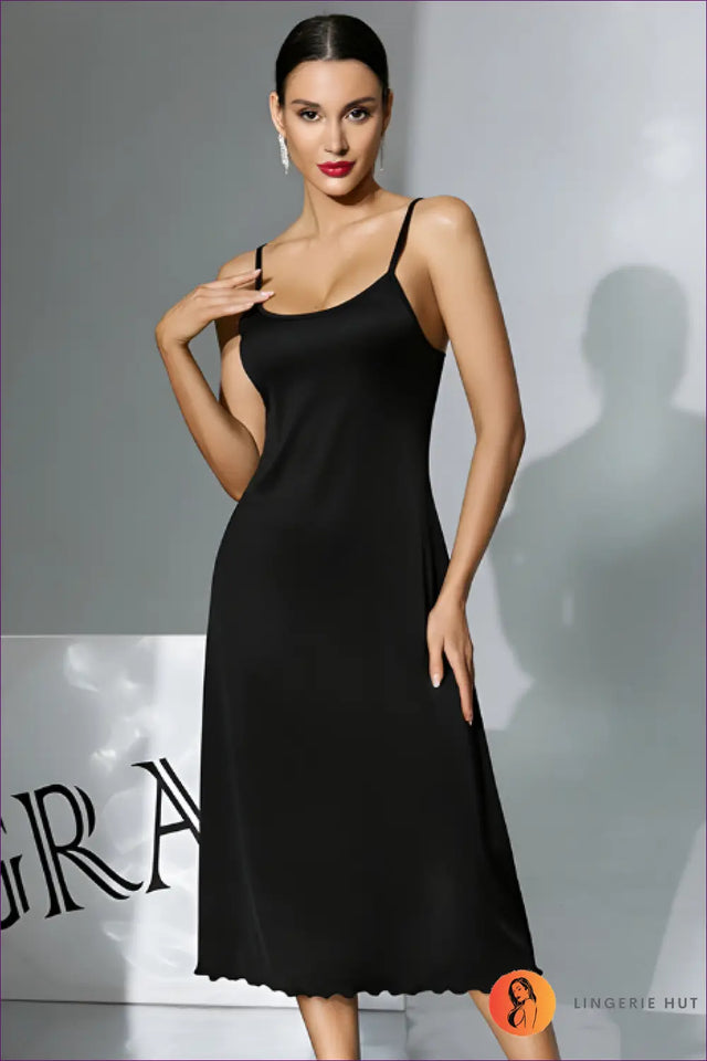 Silky Slip Midi Nightdress - Effortless Evenings In