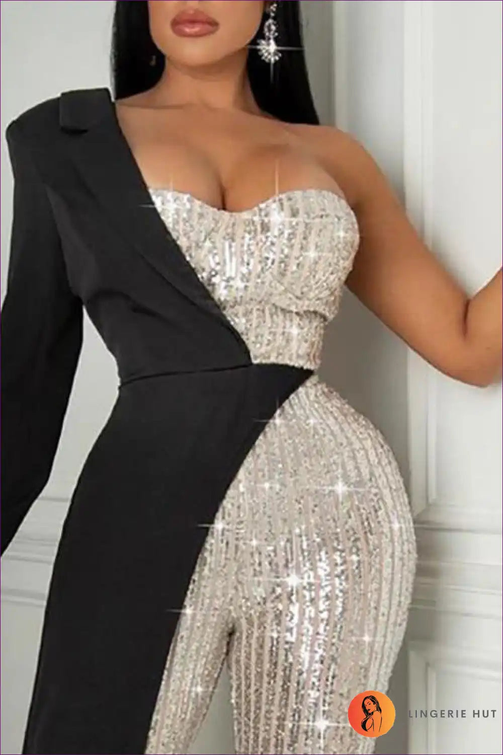 Silver Sparkle Sequin Jumpsuit - Shine Bright For Clubwear, Date Night, Glamour, Jumpsuit, Night